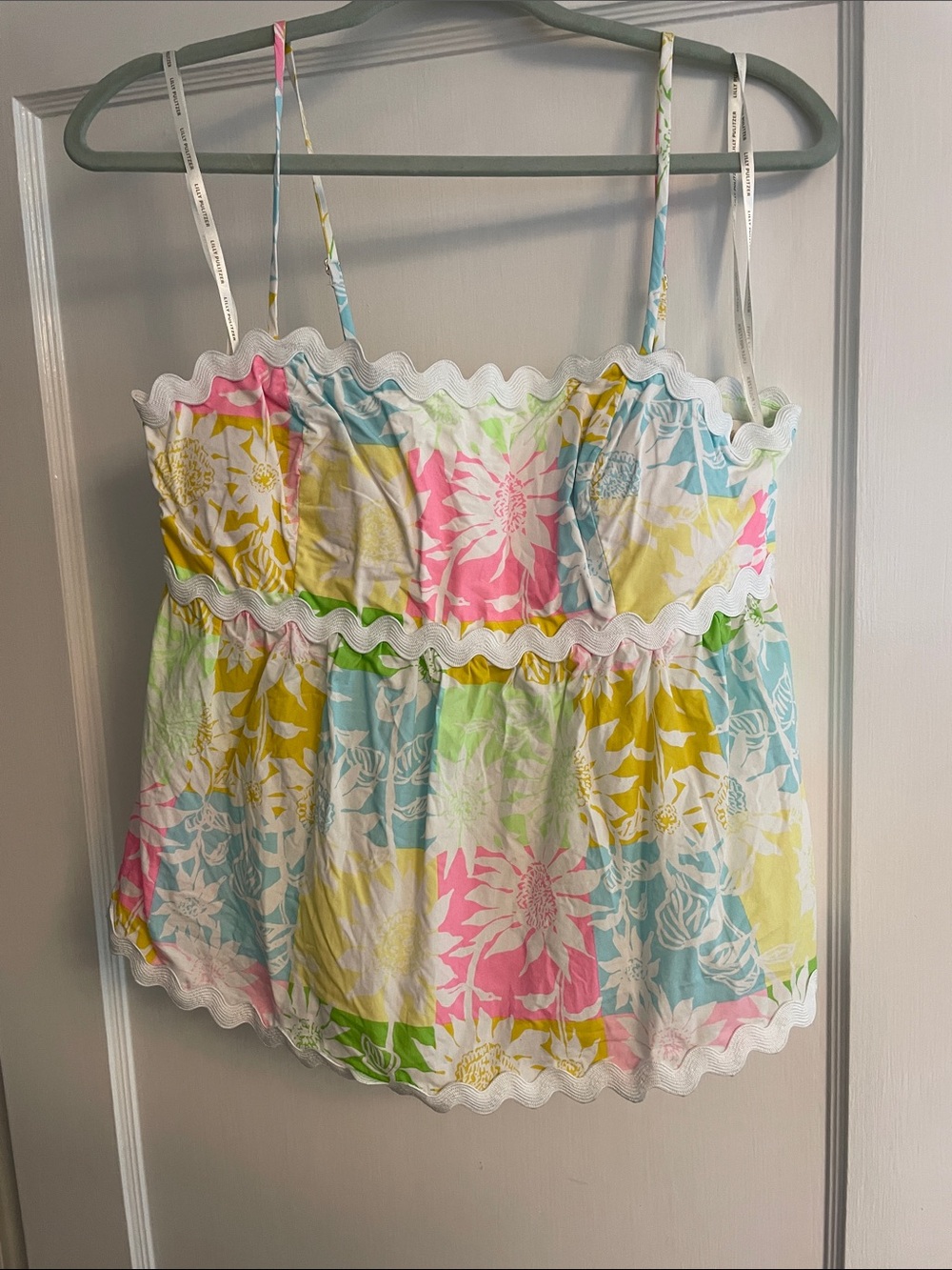Lilly Pulitzer Multicolor Floral Patchwork Scallop-Trim Camisole